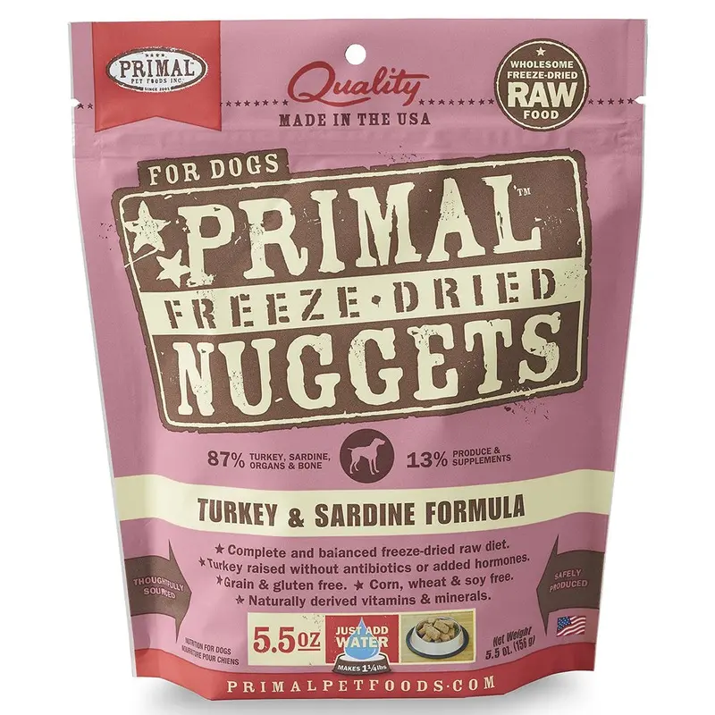 Primal Freeze-Dried Nuggets Turkey & Sardine Formula Dog Food 5.5oz