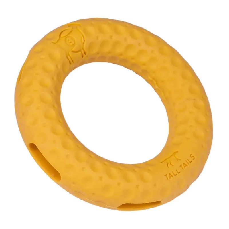 Tall Tails Goat Ring Yellow Dog Toy 3"