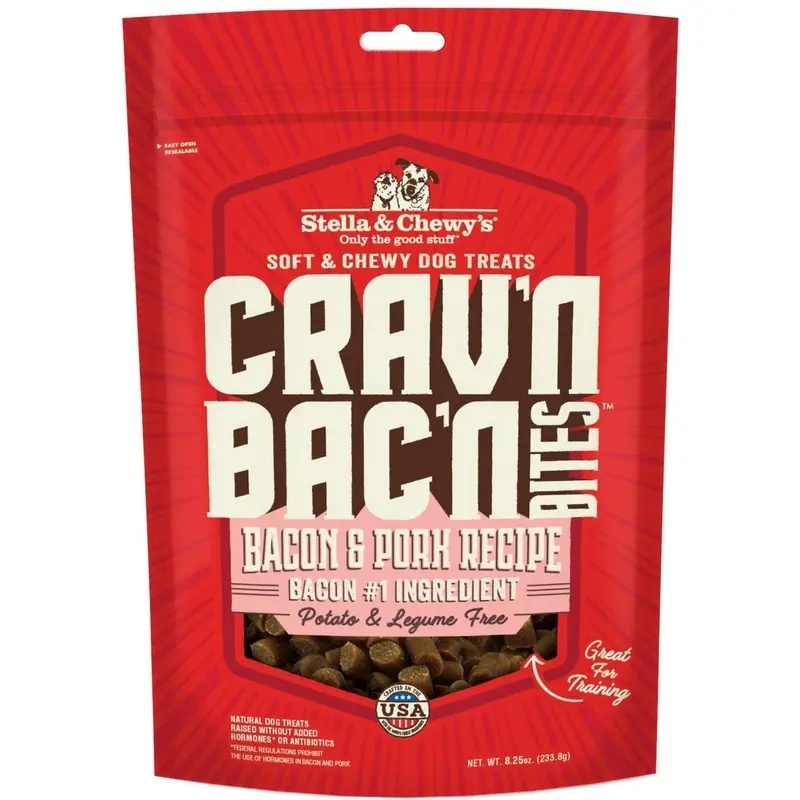 Stella & Chewys Crav'N Bac'N Bacon Pork Dog Treats 8.25oz