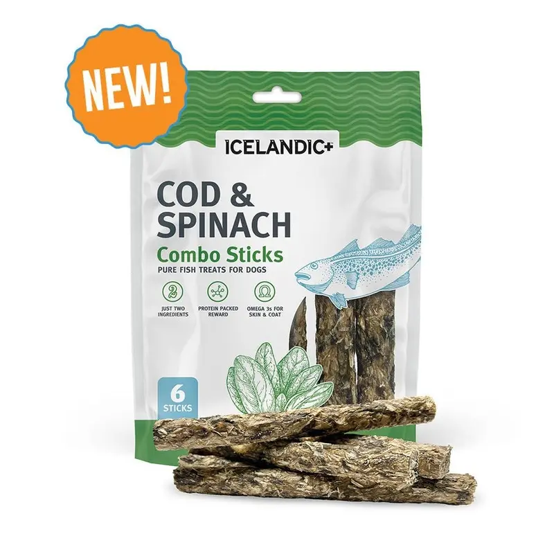 Icelandic+ Cod & Spinach Combo Sticks Dog Treats 2oz