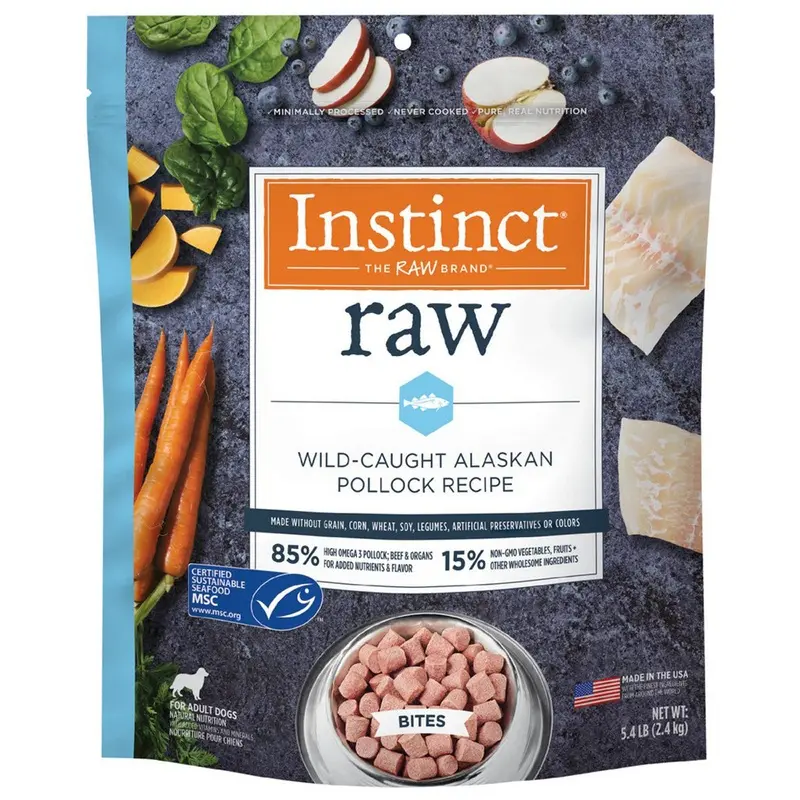 Instinct Pet Food Raw Frozen Bites Pollock Dog Food 5.4lb
