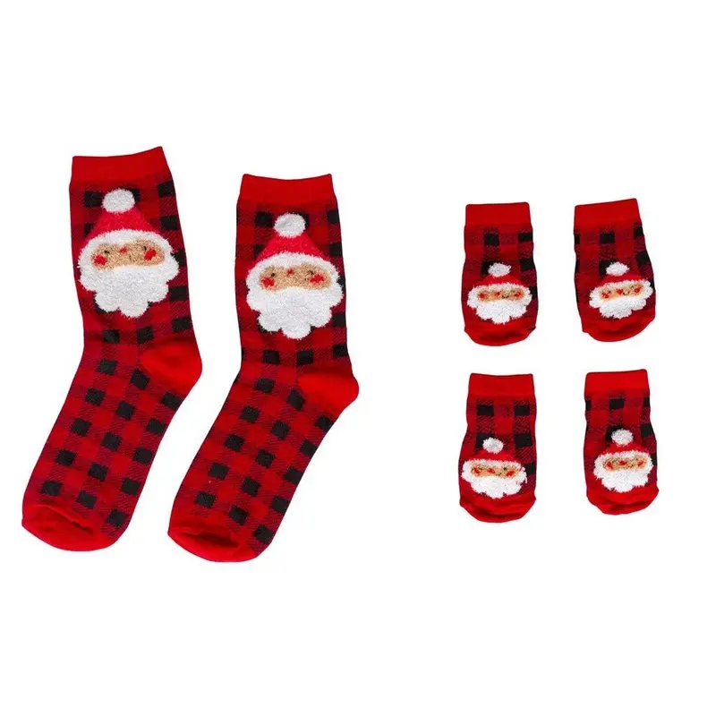 Pearhead Buffalo Check Santa Human and Dog Sock Set