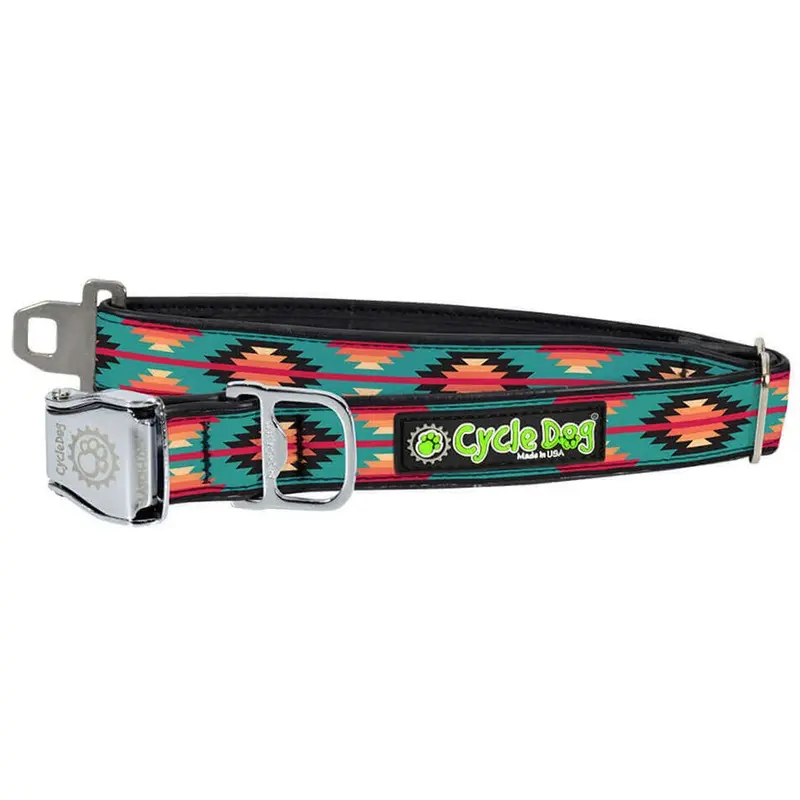 Cycle Dog Teal & Fuchsia Campfire Blanket Medium Dog Collar