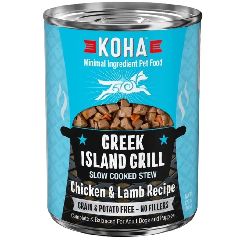 Koha Greek Island Grill Slow Cooked Stew Chicken & Lamb Wet Dog Food 12.7oz