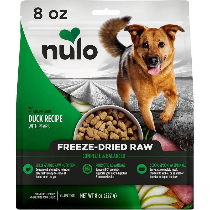 Nulo Freeze-Dried Raw Dog Food - Duck & Pears, 8oz Bag