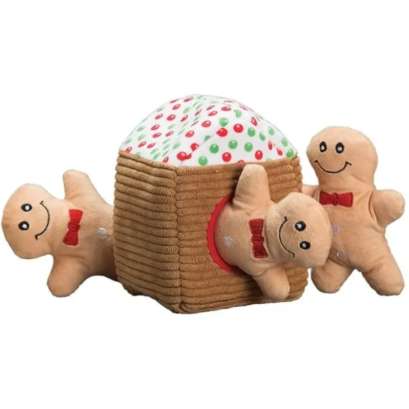 PatchWorkPet Gingerbread House with Men 10" Plush Dog Toy  Set
