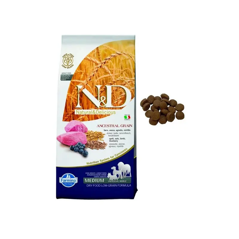 Farmina N&D Ancestral Grain Dry Dog Food - Lamb, Blueberry, Spelt, & Oats - 26.4lb