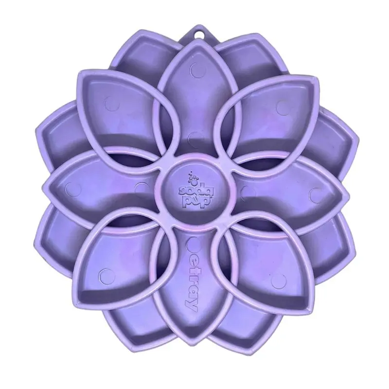 SodaPup Softie eTray Mandala Enrichment Slow Feeder with Suction Cups Purple
