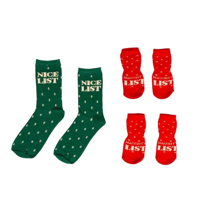 PearHead Naughty Nice Human and Dog Sock Set