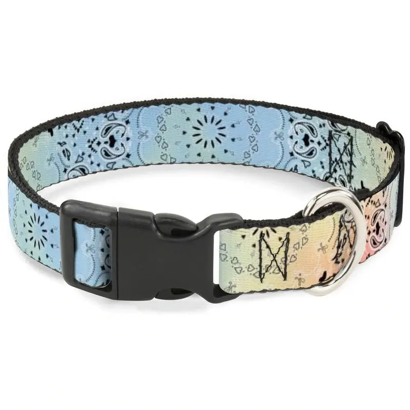 Buckle-Down Bandana Paisley Ombre Pastel Black Dog Collar Medium 11"-17" Neck Size