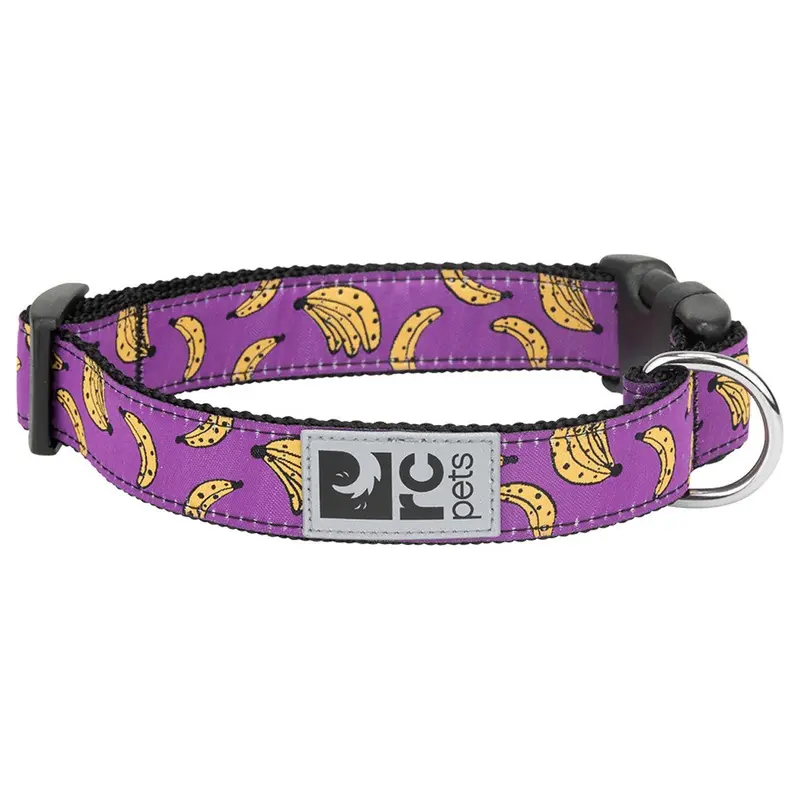 RC Pets Clip Dog Collar Bananas Large 1" Width 15"-25" Neck