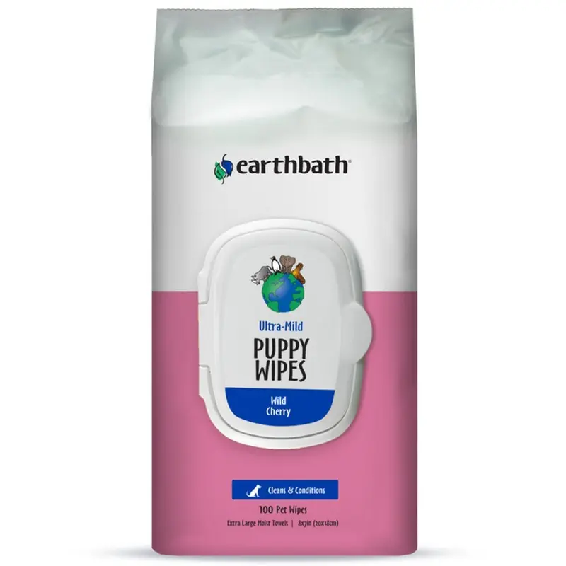 Earthbath Puppy Grooming Wipes Wild Cherry 100Ct
