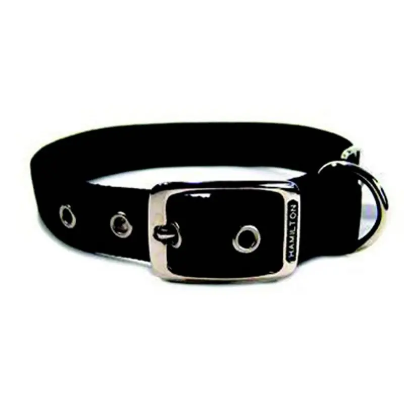 Hamilton Double Thick Deluxe Black Nylon Buckle Collar 1 x 22 Inch