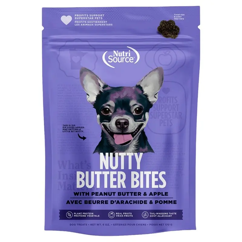NutriSource Peanut Butter & Apple Nutty Butter Bites Dog Treats 6oz