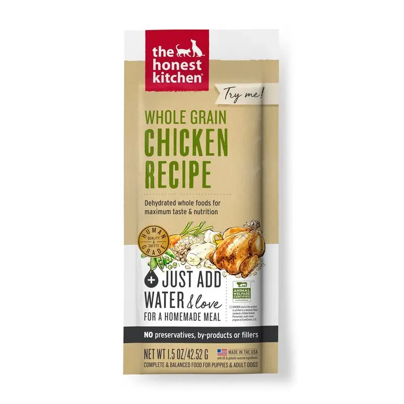 The Honest Kitchen Whole Grain Dehydrated Dog Food - Chicken  - 1.5oz Individual Pouch
