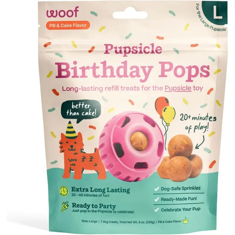 Woof Birthday Pops Dog Treats Large 7Pk