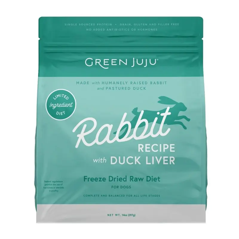 Green Juju Freeze Dried Rabbit Duck Liver Raw Dog Food 14oz