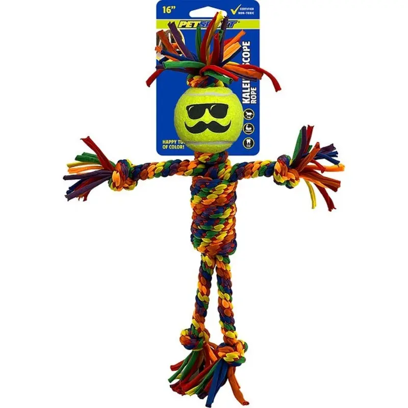 PetSport Kaleidoscope Rope Medium Dude with 2.5" Ball 16" Dog Toy