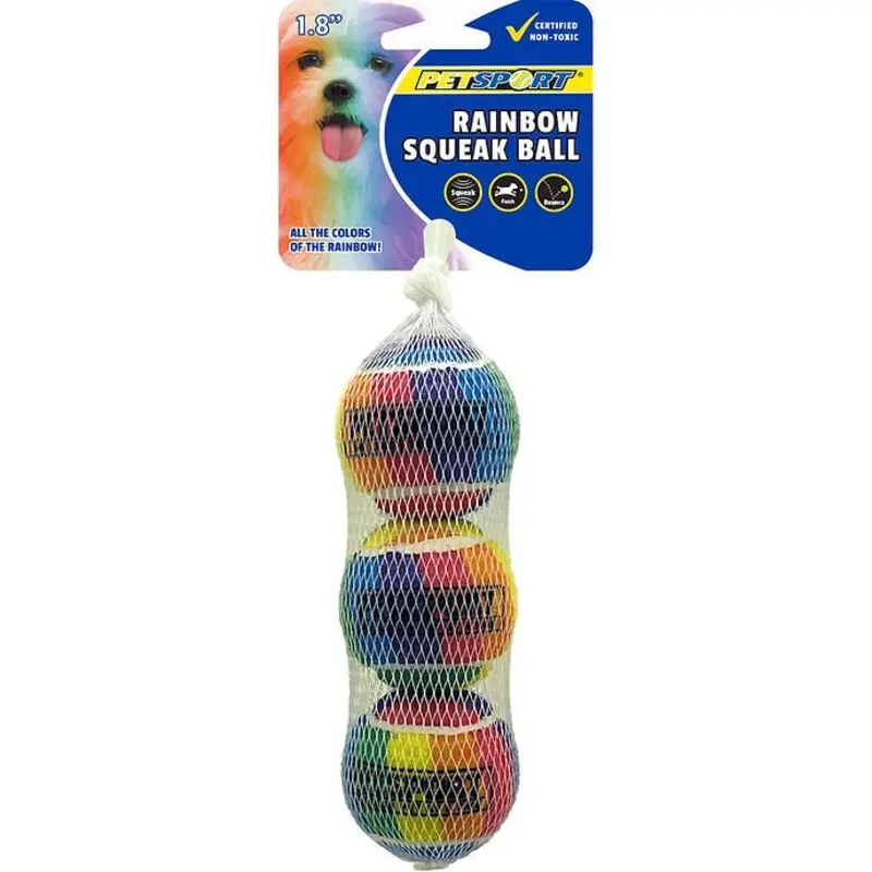PetSport Rainbow Squeak Ball 1.8" 3-Pack Dog Toys