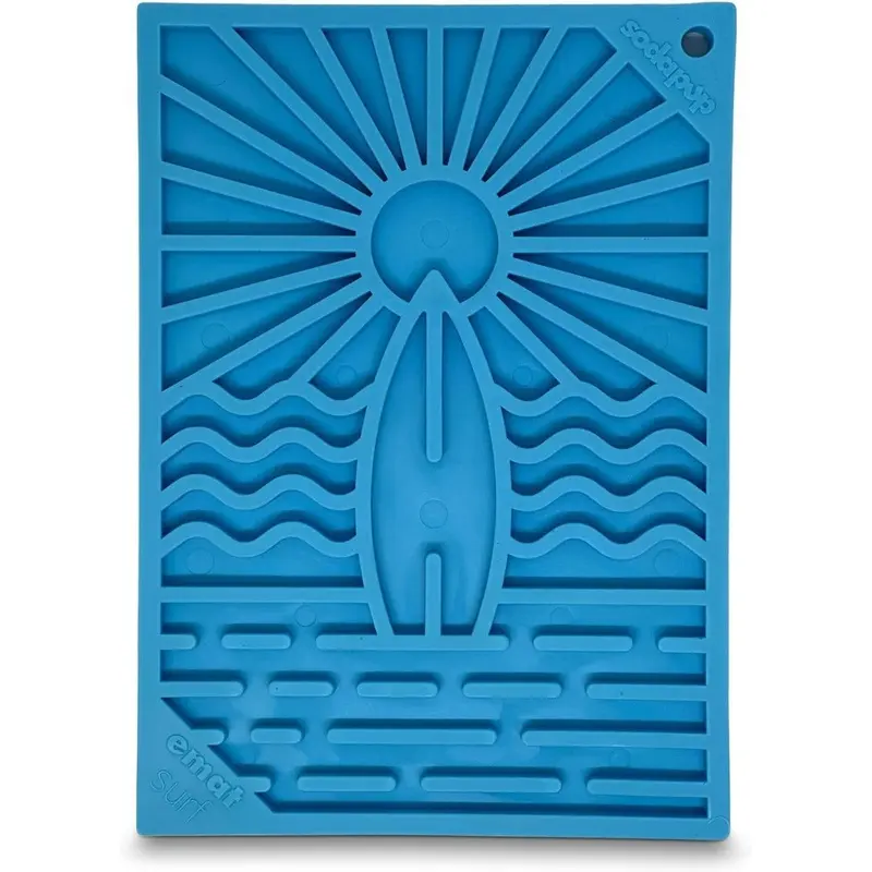 SodaPup Cat & Dog Surf's Up Design eMat Enrichment Lick Mat Small Blue