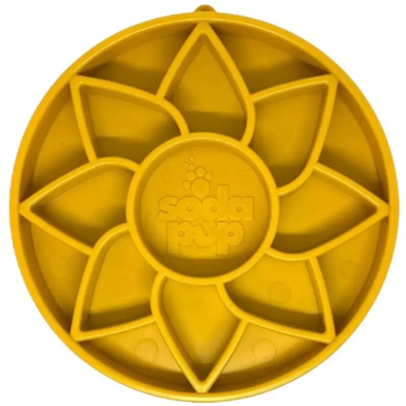 SodaPup eTray Sunflower Design Enrichment Shallow Slow Feeder Yellow
