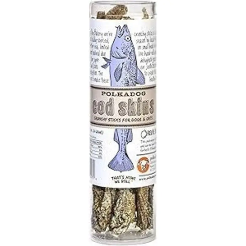 PolkaDog Cod Skins Dog Treat  2.5oz, tube