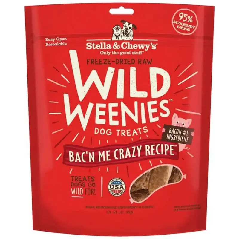 Stella and Chewys Freeze Dried Wild Weenies Bac'n Me Crazy Recipe Dog Treats 3oz