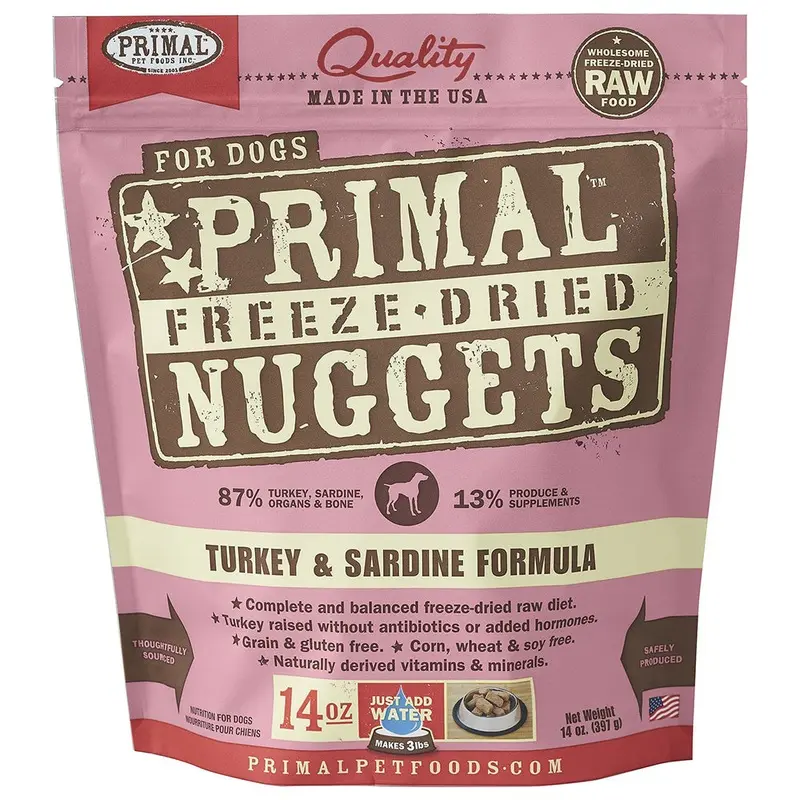 Primal Freeze-Dried Nuggets Turkey & Sardine Formula Dog Food 14oz