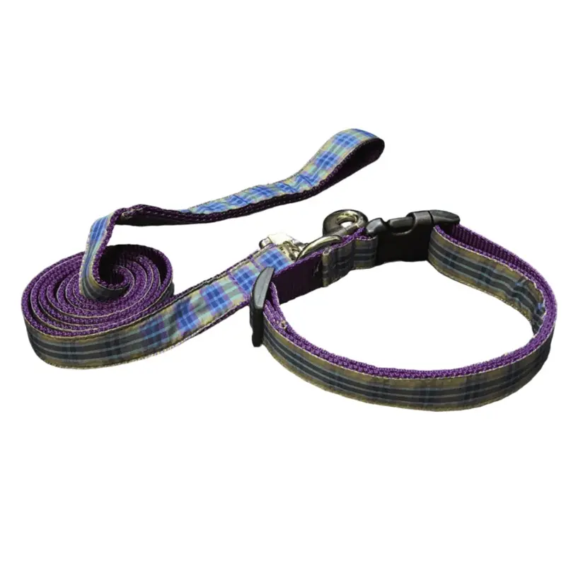 Blue Mainly Madras Dog Collars or Leads (1" Wide)