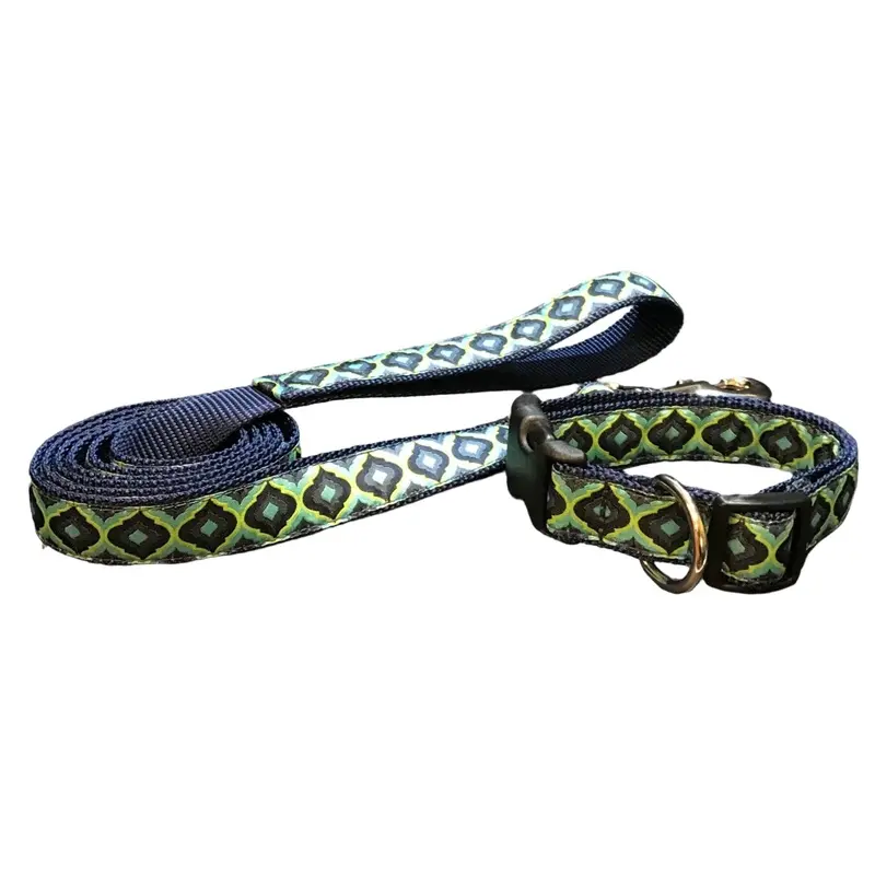 Navy Indigo Lantern Dog Collars or Leads (1" Wide)