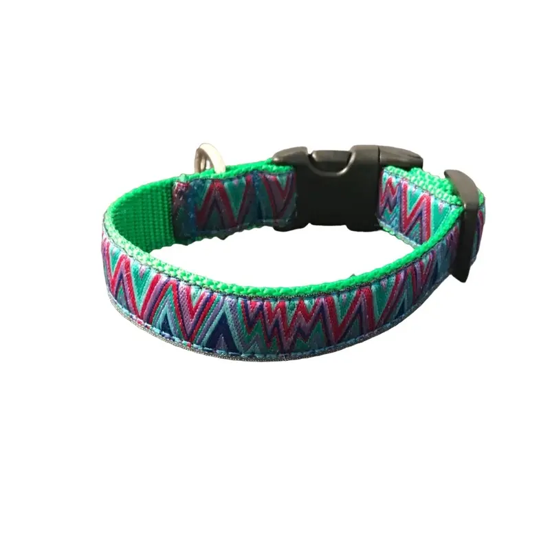 On a Different Wavelength Green- ZigZag Dog Collars or Leads (1" Wide)