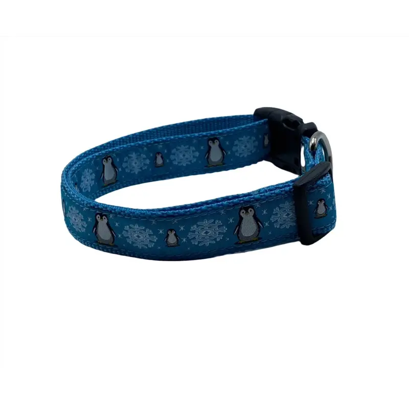 Winter Penguin Ribbon Collars or leads (1" Wide)