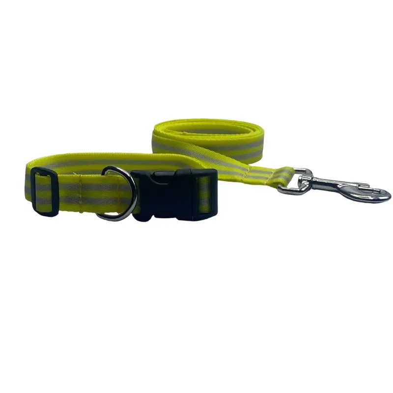 Yellow Reflective Nylon Collars or leads (1" Wide)