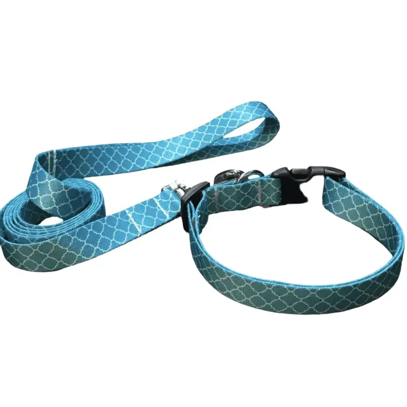 Blue Lattice Love Dog Collars or Leads (1" Wide)
