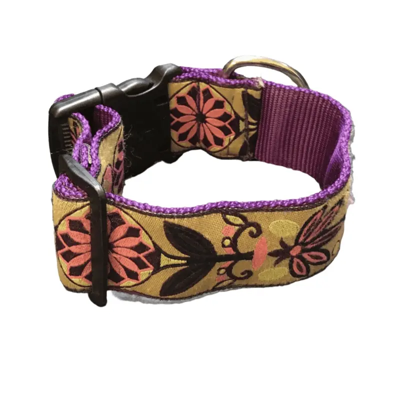 Floral Mosaic Collar Dog Collar (1.5" Wide)