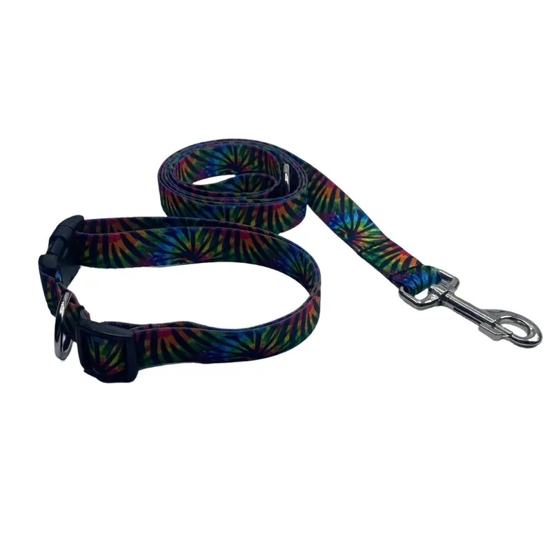 Tiger Stripe Tie Dye Nylon Collars or Leads (1" Wide)