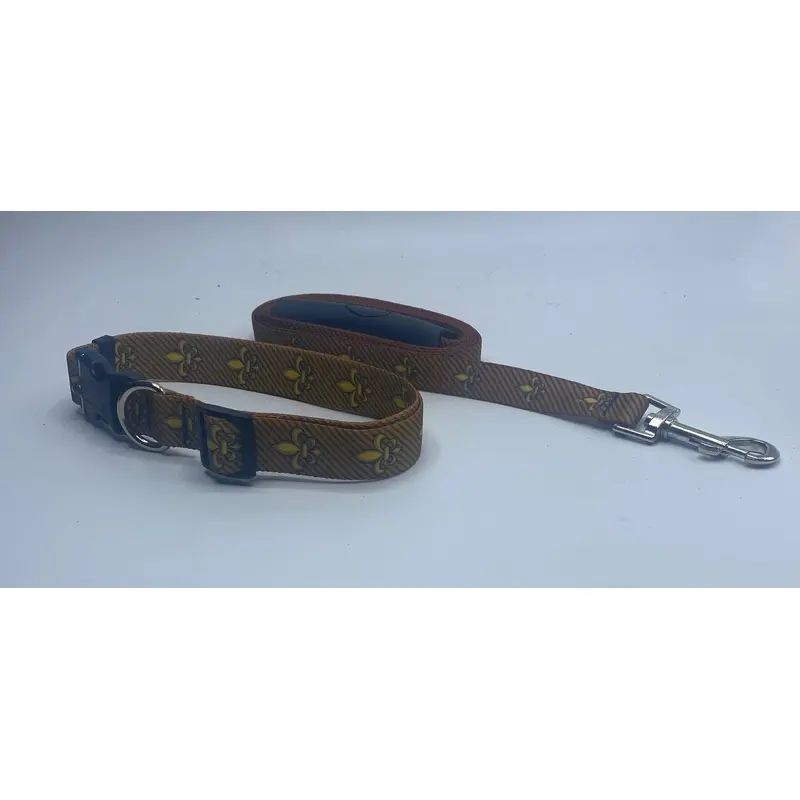 Fleur de Lis Gold Dog Collar & Leads