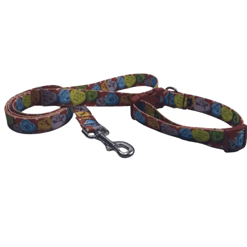 Valentine's Candy Hearts Dog Collars or Leads (1" Wide) (Discontinued)