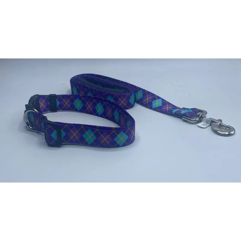 Argyle Purple Dog Collar & Leads