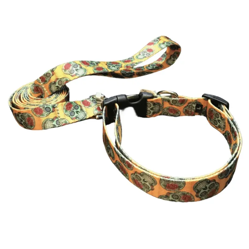 Day of the Dead Dog Collars or Leads (1" Wide)