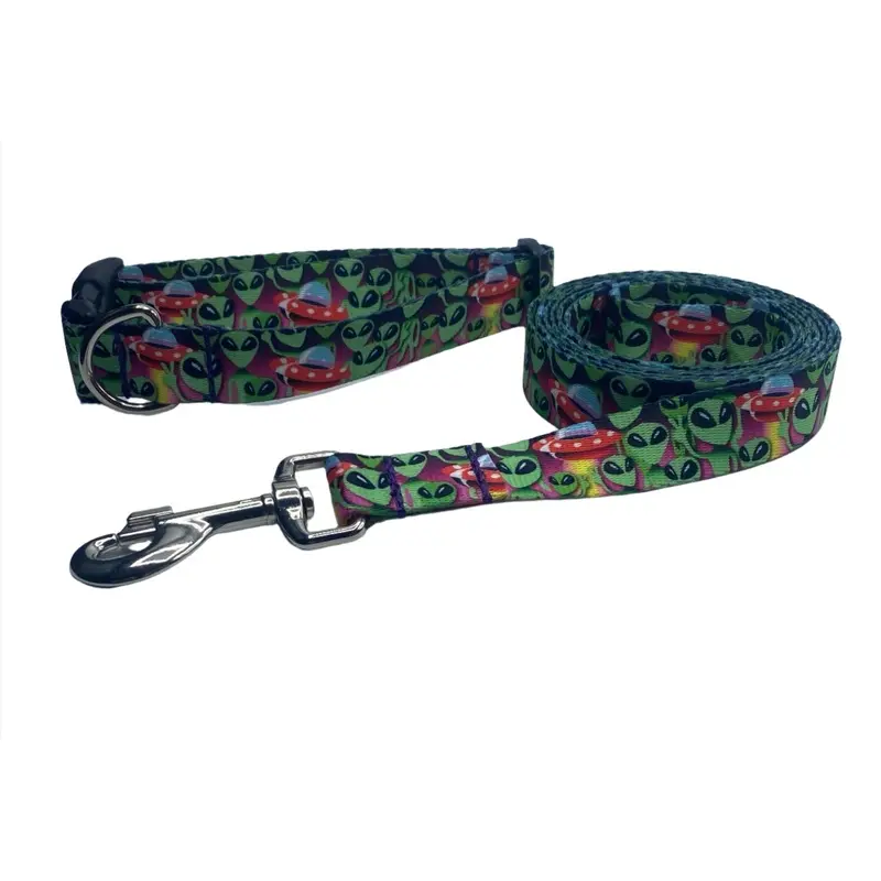 Green Alien Nylon Collars or Leads (1" Wide)