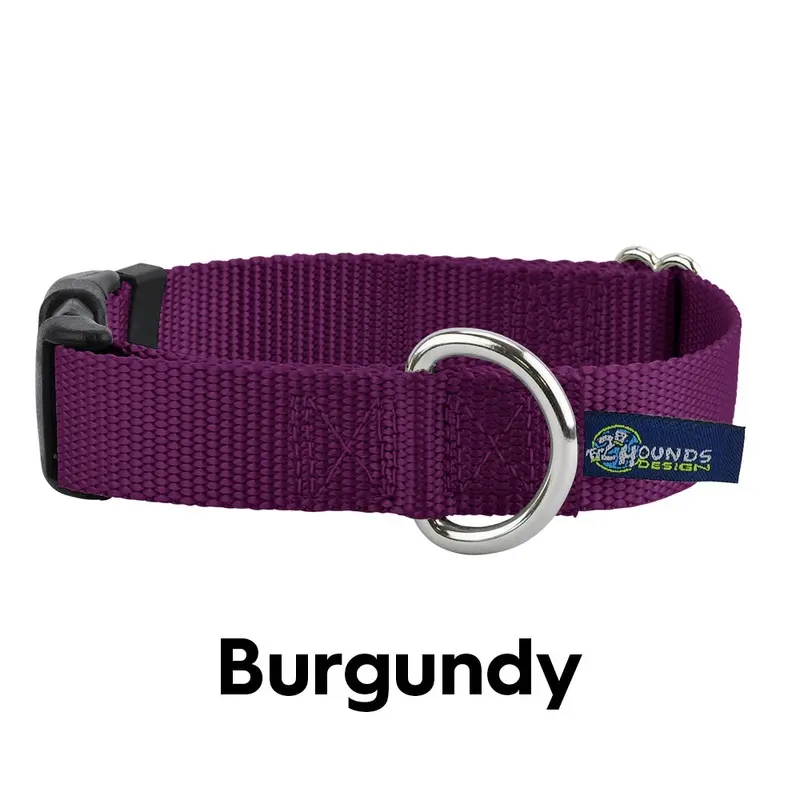 5/8 and 1 Burgundy Nylon Dog Collar