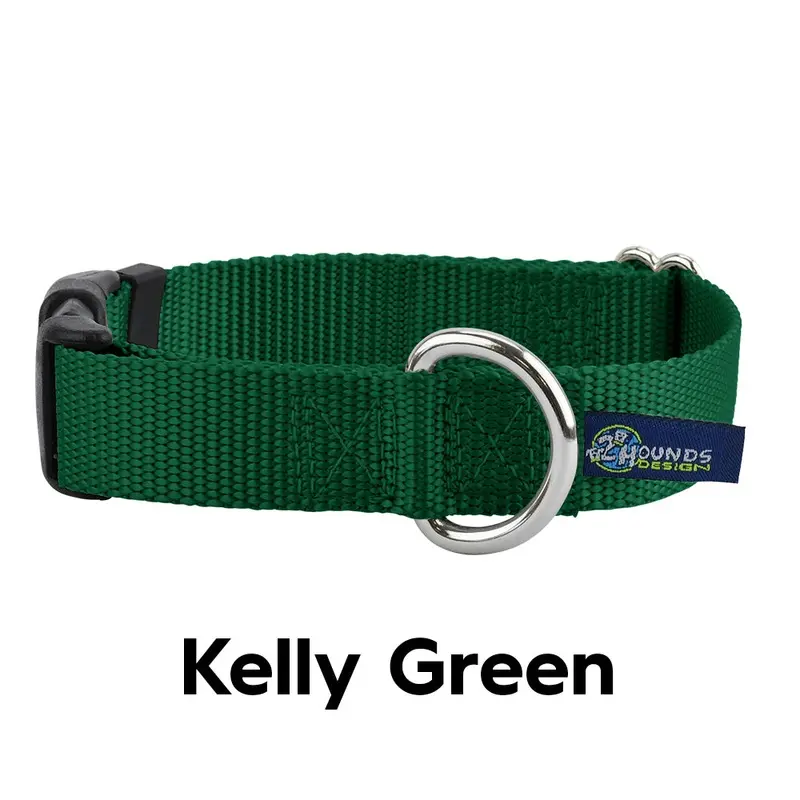 5/8 and 1 Kelly Green Nylon Dog Collar