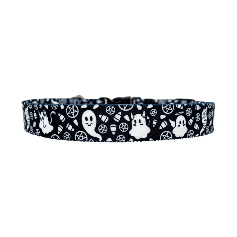 Goth Ghosties Black and White Dog Collar
