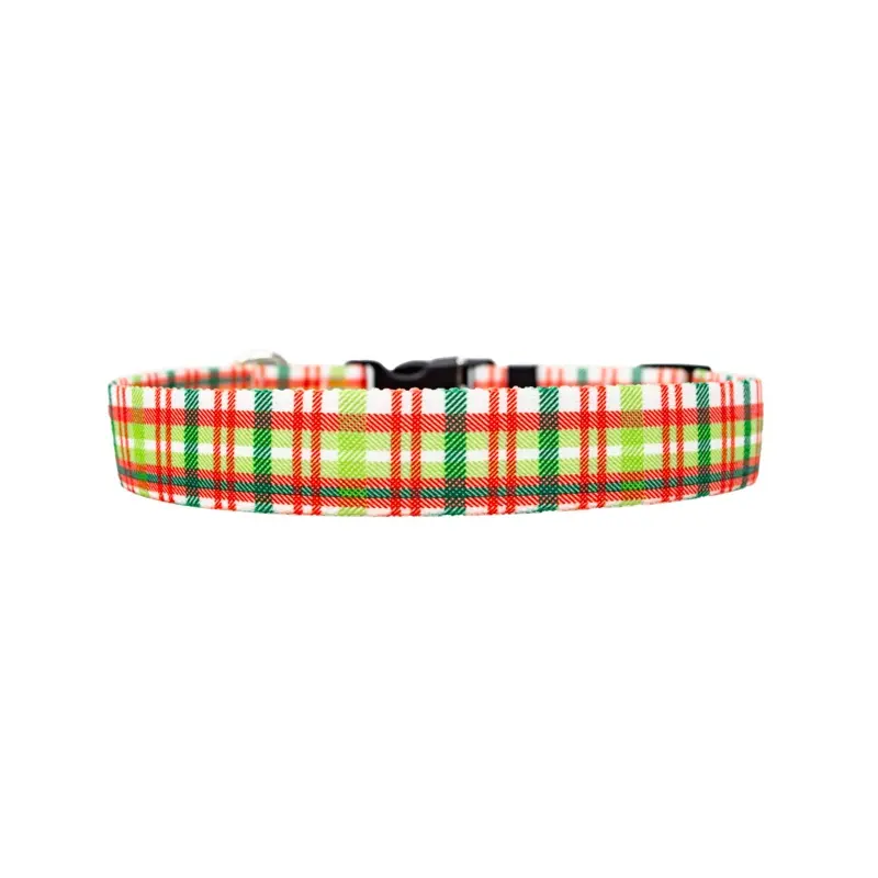 Light Christmas Plaid Dog Collar