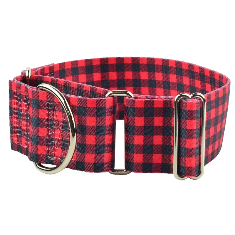Buffalo Plaid Red 2 Wide Martingale Dog Collar