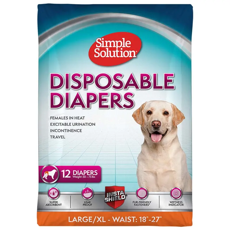 Simple Solution Disposable Diapers White LG 12pk