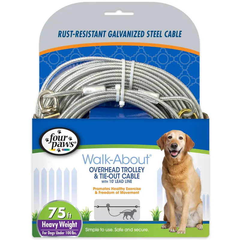 Four Paws Heavy Weight Dog Trolley Exerciser Silver 75 Feet