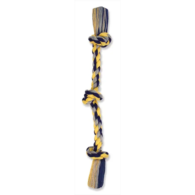 Mammoth Cotton blend Color 3 Knot Rope Tug Toy Assorted 20in MD