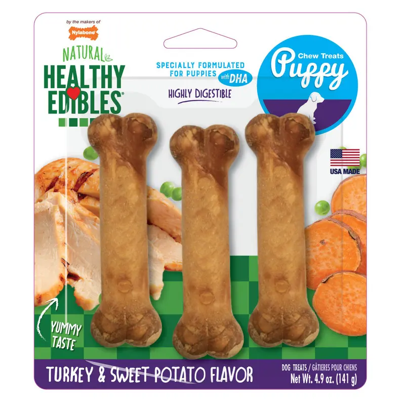 Nylabone Healthy Edibles Puppy Chew Treats 3 count Small/Regular - Up to 25 lbs.